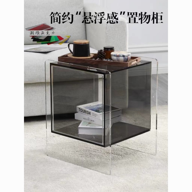 Mesa de Noche Acrílica Simple para Dormitorio, Gabinete Lateral Transparente Moderno para Sofá, Gabinete de Almacenamiento para Apartamentos Pequeños