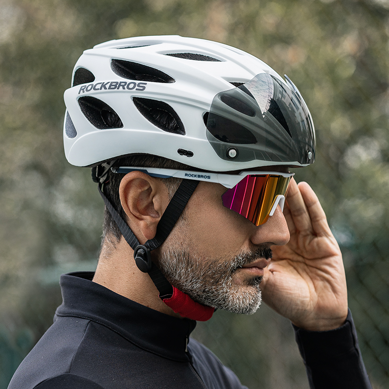 ROCKBROS – casque de vélo moulé intégralement, casque de vélo, moteur de Scooter électrique, casque d'équitation, objectif amovible
