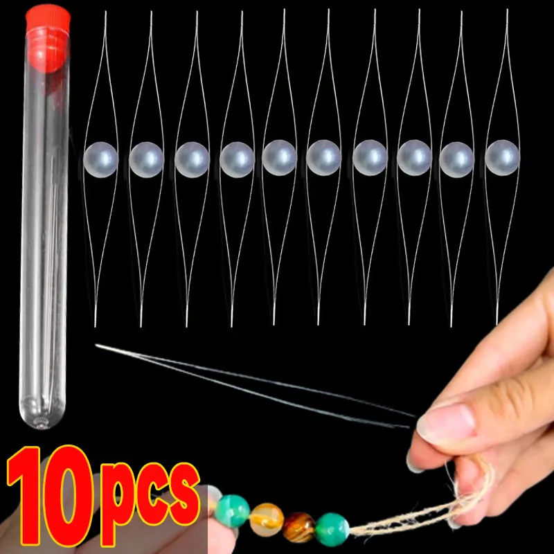1/10pcs DIY Beading เข็มลูกปัดเข็ม Big Eye เข็มลูกปัดพับ Beading Pins เปิดเข็มเครื่องประดับทําเครื่องมือ