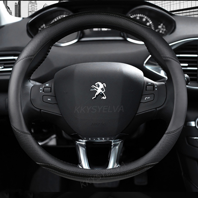 Voor Peugeot 208 2012 ~ 2018 Auto Stuurhoes Koolstofvezel + PU Leer Hoge Kwaliteit Auto Accessoires interieur
