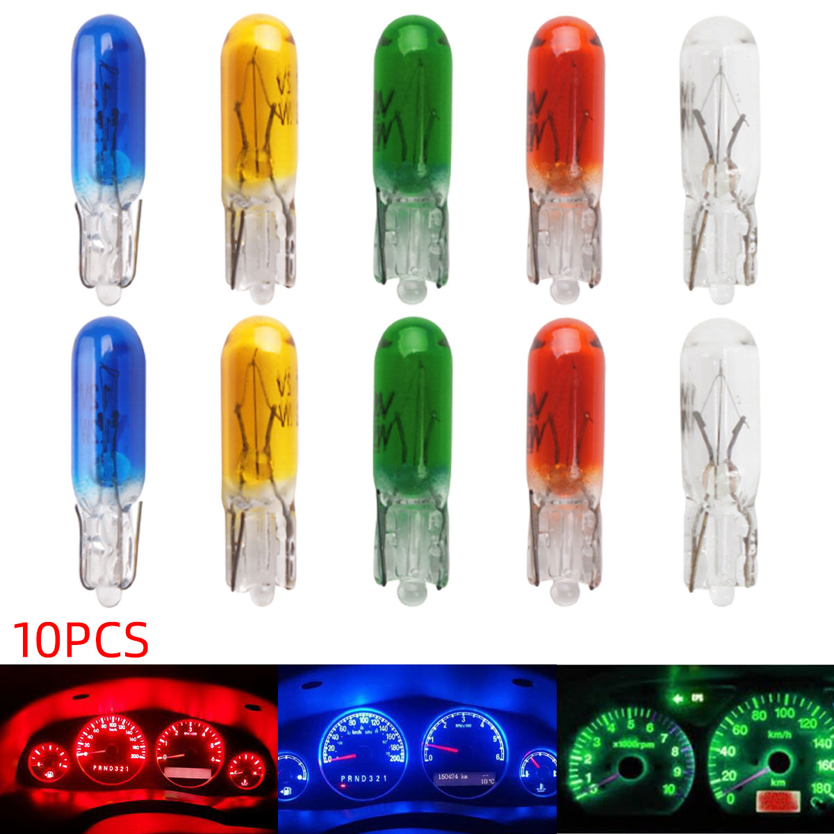 10pcs W2W T5 LED รถวัดหลอดฮาโลเจน 12 V 1.2 W Auto ภายในเครื่องมือไฟด้านข้าง MARKER Light Glass Dashboard หลอดไฟ