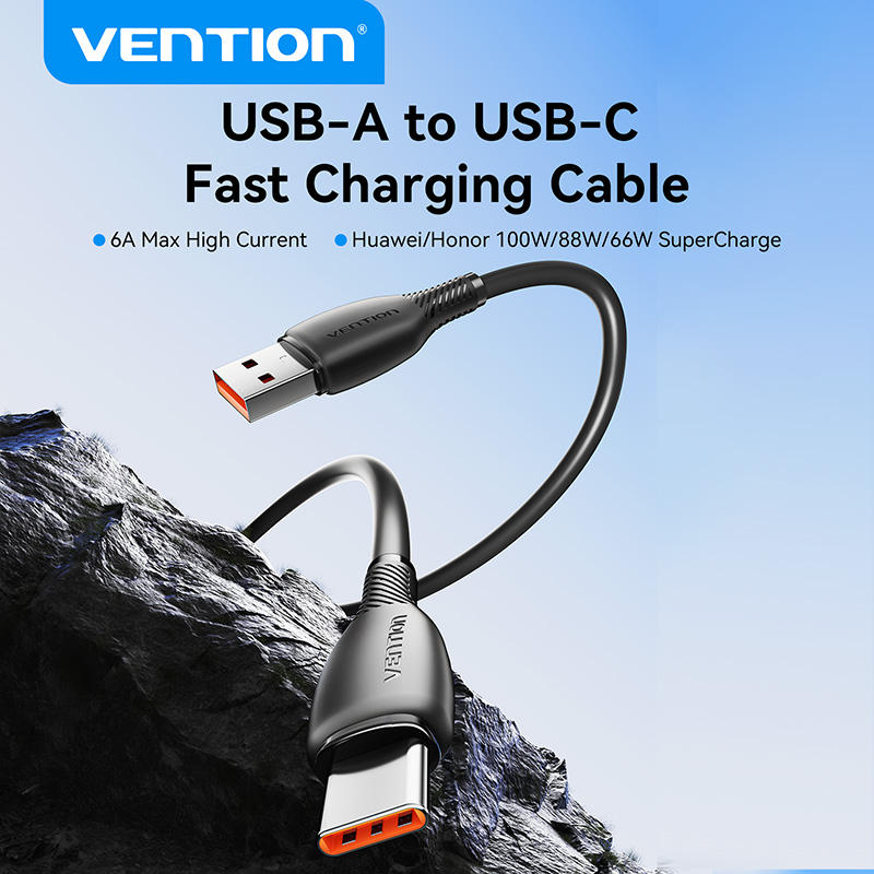 Vention 100 W USB-C-Kabel, Schnellladekabel, USB A auf Typ C-Kabel für Huawei Mate Honor, Xiaomi, USB-C-Kabel, Mobiltelefon, Ladedatum