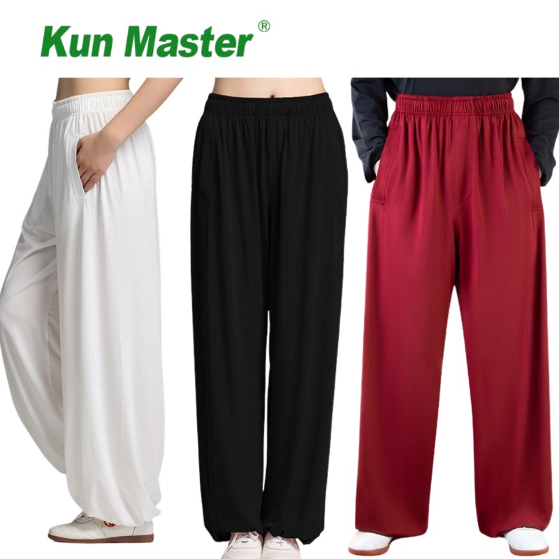 Letnie spodnie Tai Chi odzież Wushu spodnie Kung Fu sztuki walki jednolite oddychające w nowym stylu w pasie