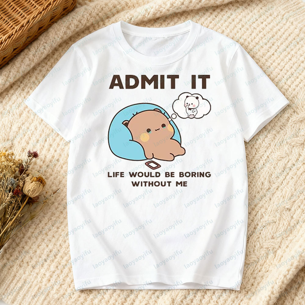 Bubu Dudu Bear drôle sarcastique graphique T-shirt confortable Couple cadeau chemise vie quotidienne décontracté hommes femmes coton T-shirt mignon ours T-shirt