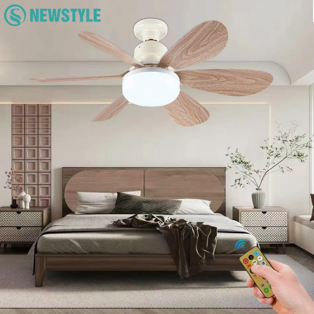 E26 E27 Base 20-40W LED CeIling ventilador con control remoto inalámbrico 3 modos de iluminación ajustables ventilador inteligente para sala de estar ventiladores del hogar