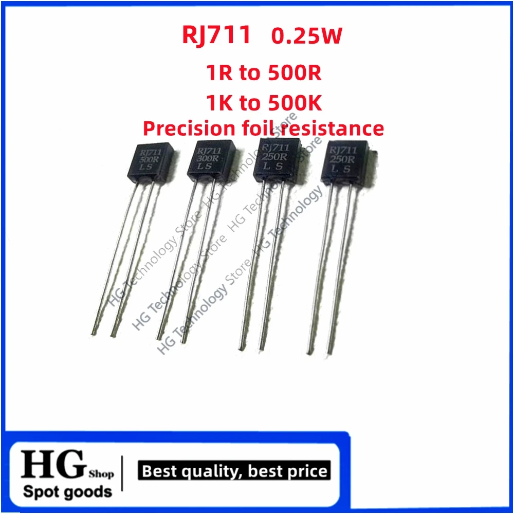 RJ711-Résistance de Blanchiment à Basse Température, Feuille D.lique, Haute Précision, 0.25W, 0.25W, 1R à 500R, 1K à 500K, 5PPM, Euro 0.01%