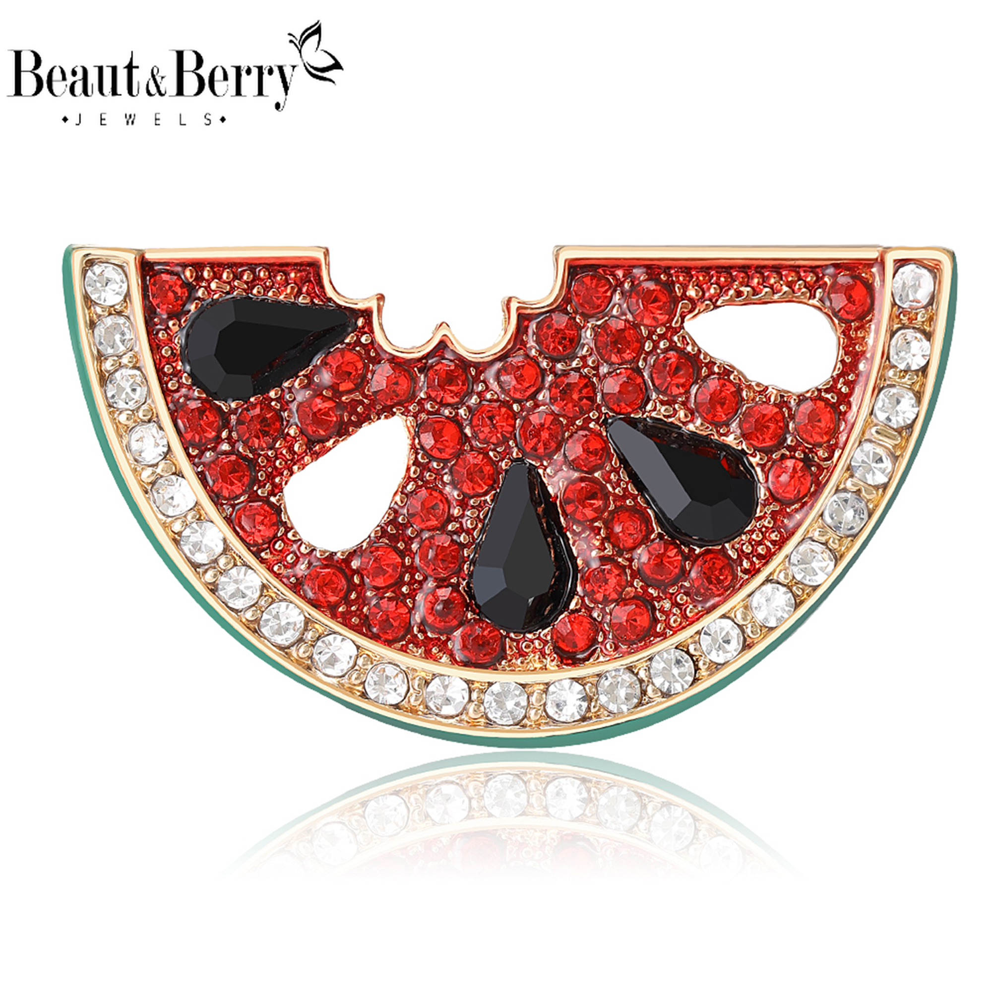 Beaut&Berry Klassieke Strass Watermeloen Broches voor Vrouwen Unisex Fruit Pins Casual Party Accessoires Geschenken Vrienden Decoratie
