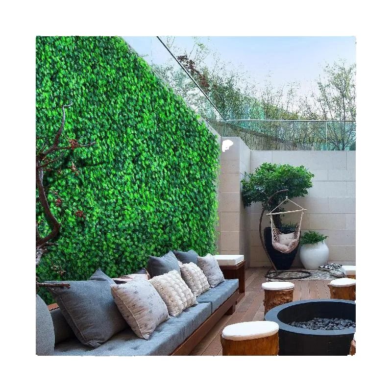 SucceBuy 50x50 Artificial Plants Grass Wall Panel Boxwood Hedge Backdrop Home Decor Privacy Fence Wedding Party Background