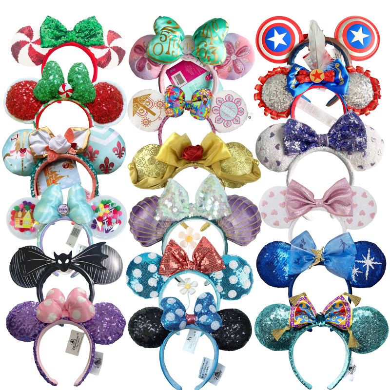 Mickey Mouse Princess Headband For Women Disneyland Headband Adult/Child Plush Sequin Cosplay Girls Accessories Birthday Gifts