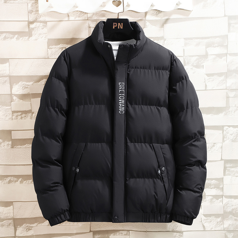 2025 inverno nova jaqueta acolchoada masculina algodão-acolchoado cor sólida gola zip-up outerwear estilo casual ajuste regular