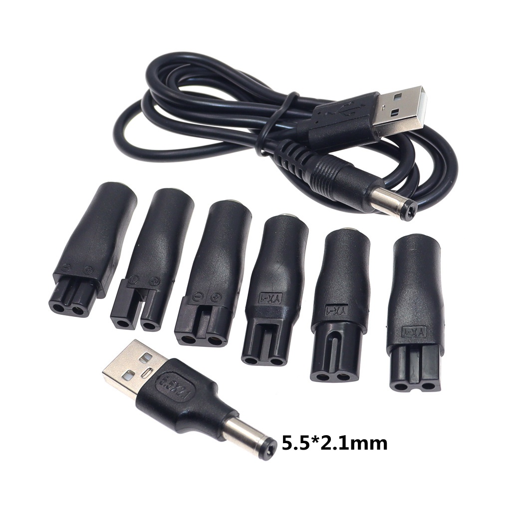 Cable de alimentación de 8 Uds., cargador de repuesto de 5V, adaptador USB adecuado para todo tipo de cortapelos, recortadores de barba y afeitadoras
