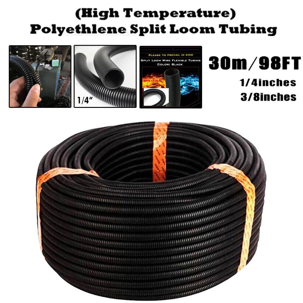 Tubo corrugado de 1/4 "y 3/8", manguera de roscado aislada PP, funda protectora de tubo corrugado de plástico, Protector de Cable de 30m