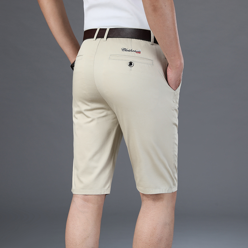 6 Kleuren Casual Shorts Heren 2025 Zomer Nieuw Rechte Elastische Business Mode Dunne Korte Broeken Mannelijke Merk Khaki Beige Zwart Marineblauw