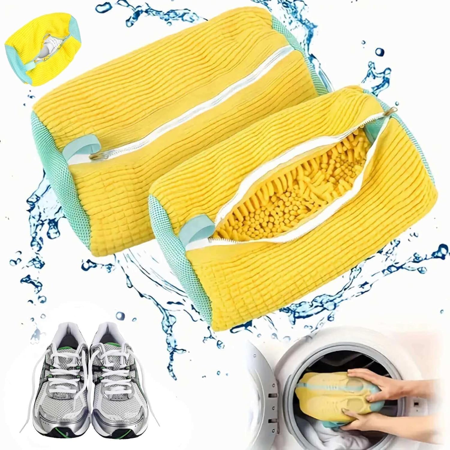 Bolsa de lavado de zapatos de malla duradera con cremallera rica pelusa en el interior protege zapatillas de deporte zapatos casuales en lavadora secadora organizador de almacenamiento de viaje