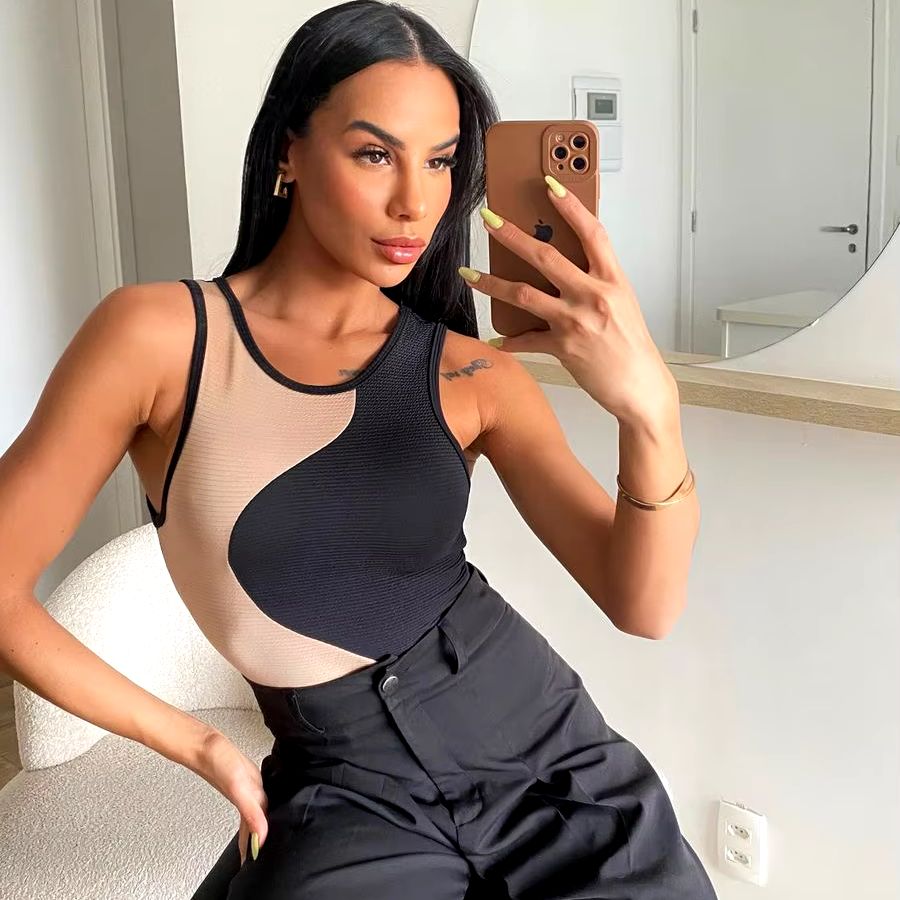 BODY ONDA BICOLOR OFF COM PRETO (MARROM COM PRETO)