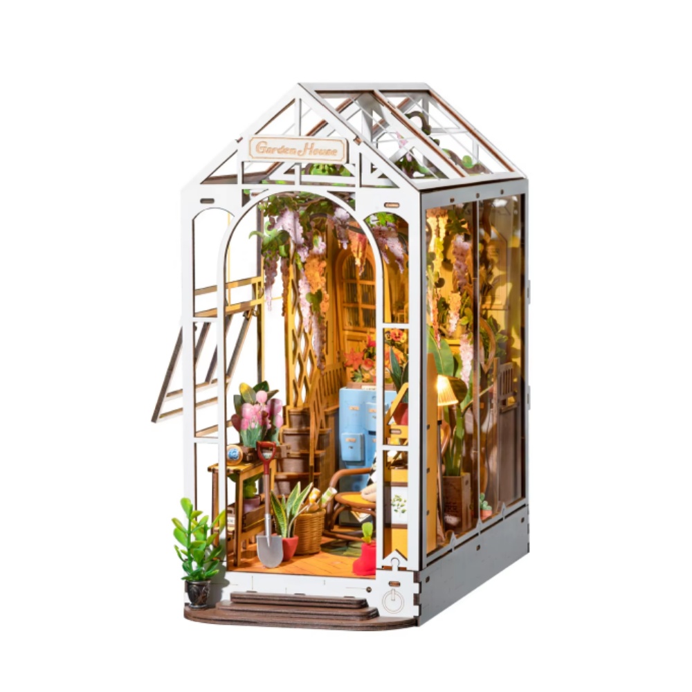 Конструктор-домик Rolife Gardenhouse Book Nook DIY: модель-подставка для книг с LED-подсветкой, деревянный пазл для декора книжной полки - TGB06
