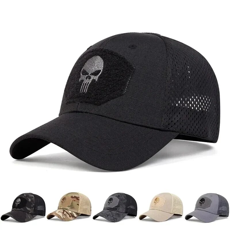Camuflagem xadrez boné de treinamento militar primavera verão esportes ao ar livre guarda-sol proteção solar malha chapéu casual boné pico