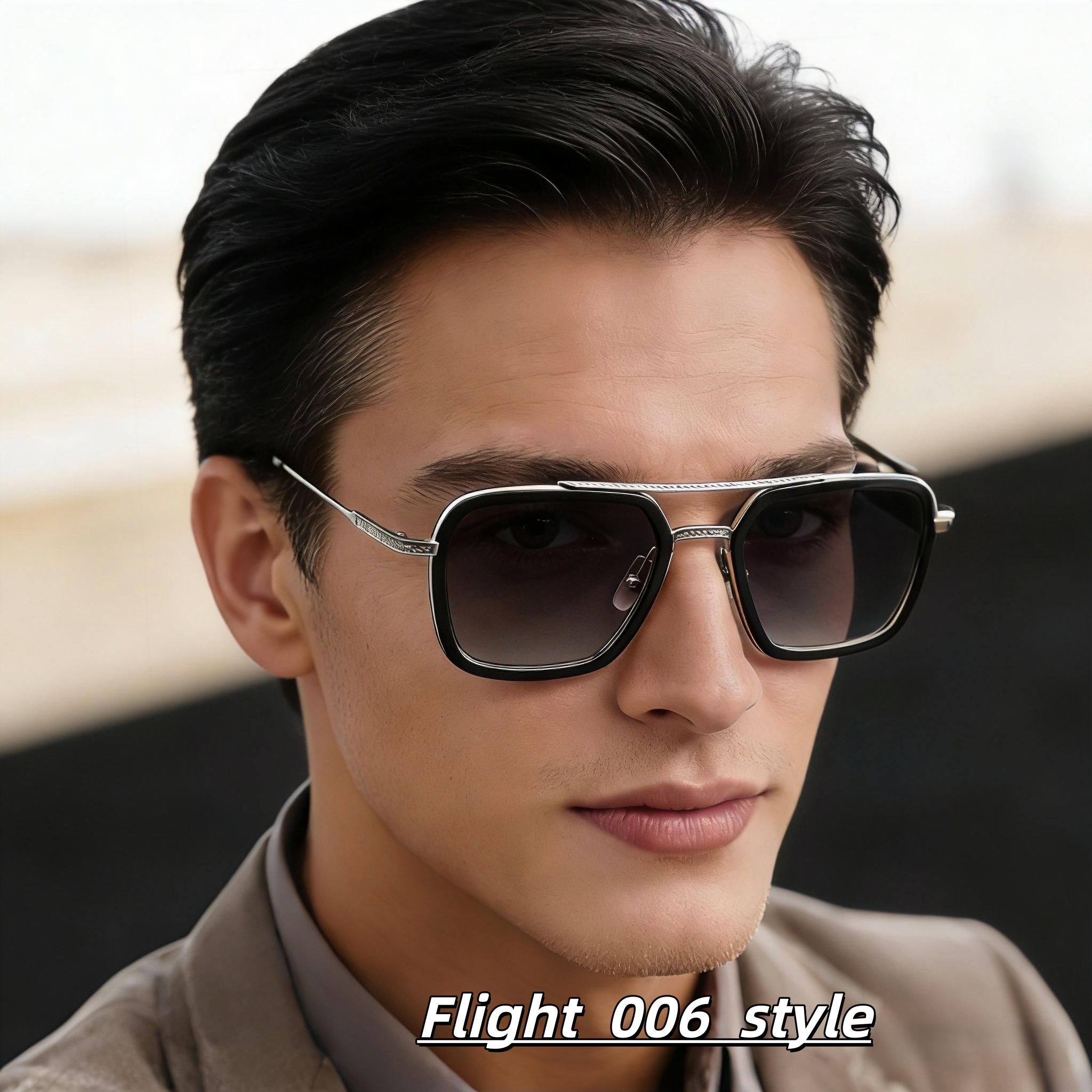 Lunettes de soleil carrées en titane à double pont style FLIGHT 006 - Lunettes de soleil de luxe style DITA avec protection UV400 pour hommes et femmes