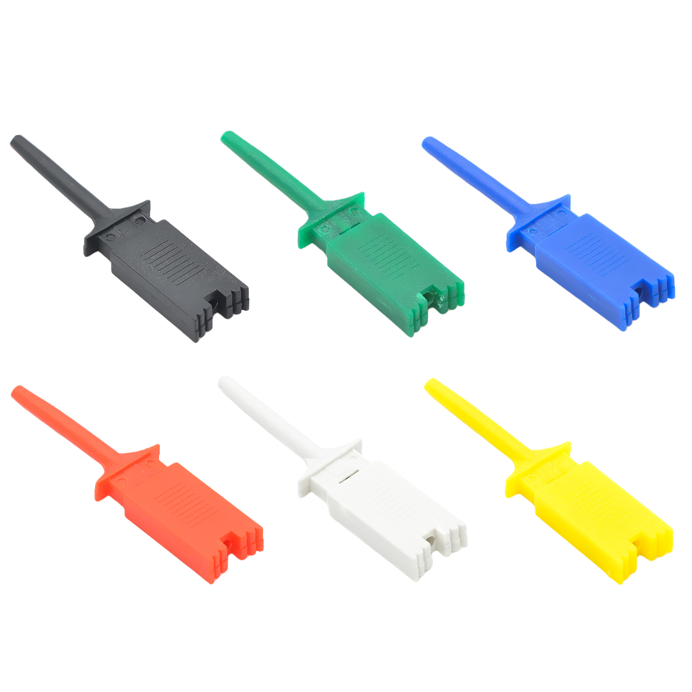 Gancho de prueba SMD de 6 uds, clip analizador lógico, clip de prueba, gancho de cableado, amarillo/verde/azul/negro/rojo/blanco