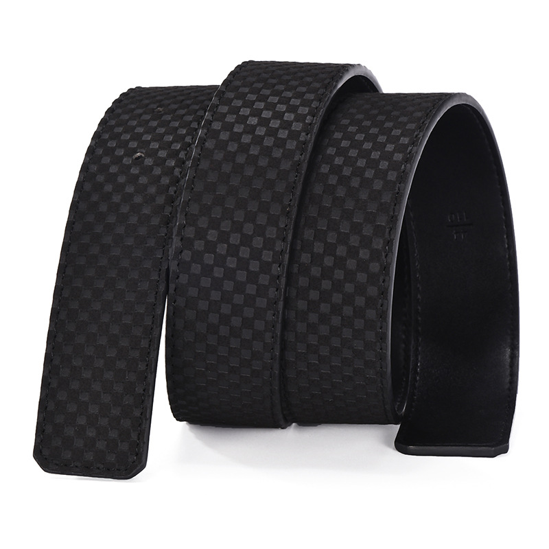 Nieuwe Lederen Riem Met Body, Headless Riem Voor Heren, Zakelijke Gierst Geruite Riem, Modieuze En Veelzijdige Broekriem