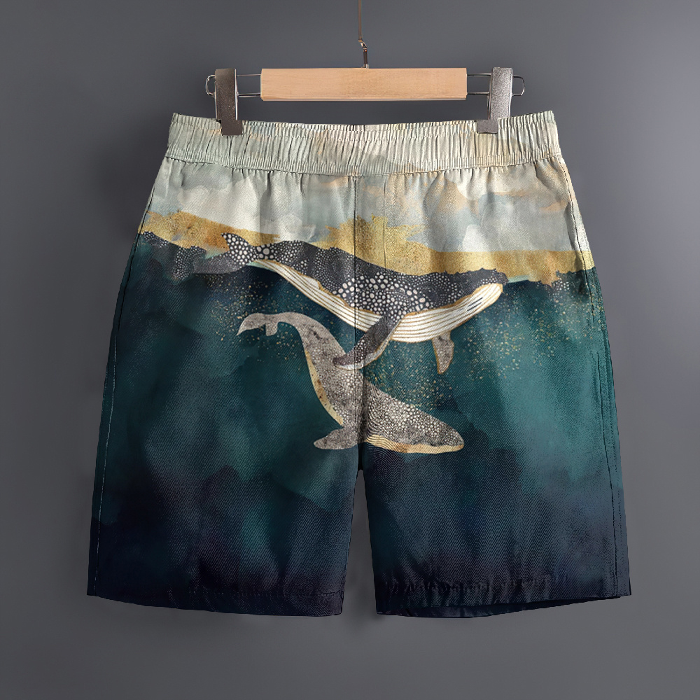 Celana Pendek Pantai Pola Jepang 3D Hawaii Pria Celana Pendek Olahraga Santai Luar Ruangan Cepat Kering Celana Pendek Pria Fashion