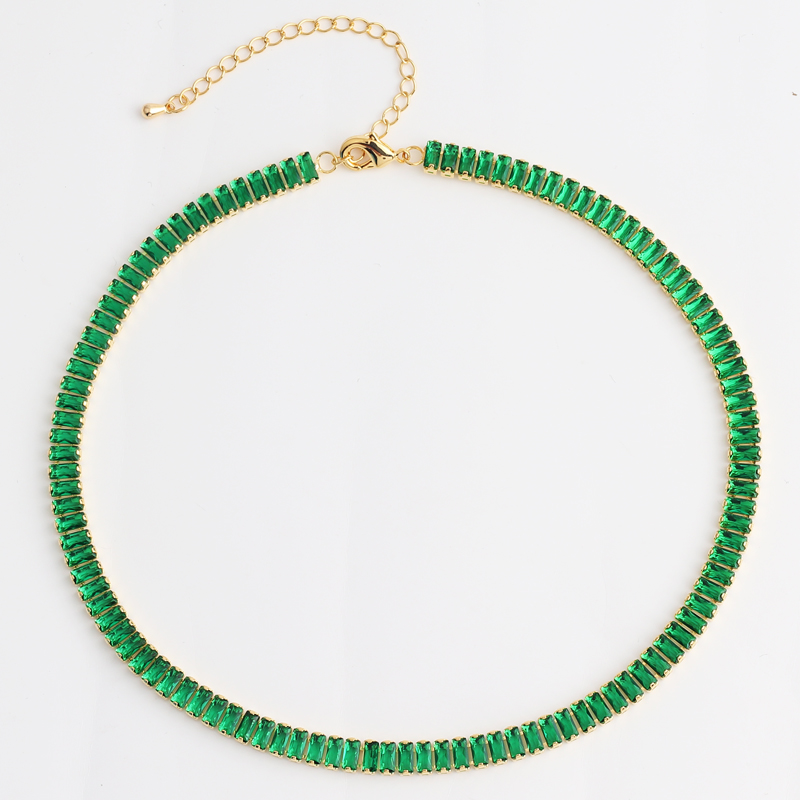 18K Gold Plated Rainbow Tennis CZ Choker Necklaces for Women Colorful Crystal Statemet Necklace Cubic Zirconia Choker Jewelry