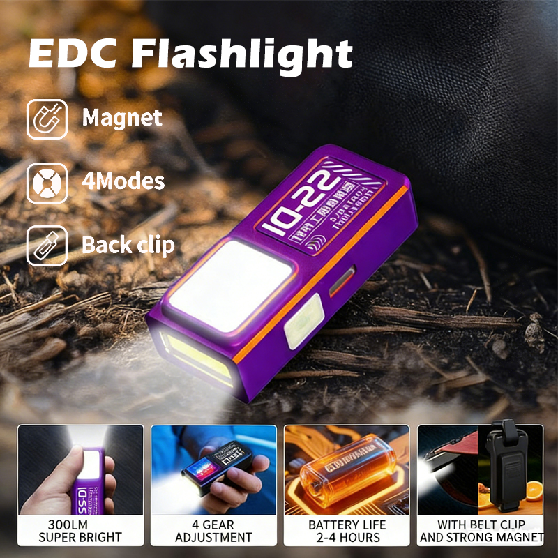 LED-COB-Taschenlampe Typ C, wiederaufladbar, tragbar, Mini-Taschenlampe, Taschenlaterne, Flutlicht, Arbeitslicht mit Clip-Magnet für den Notfall