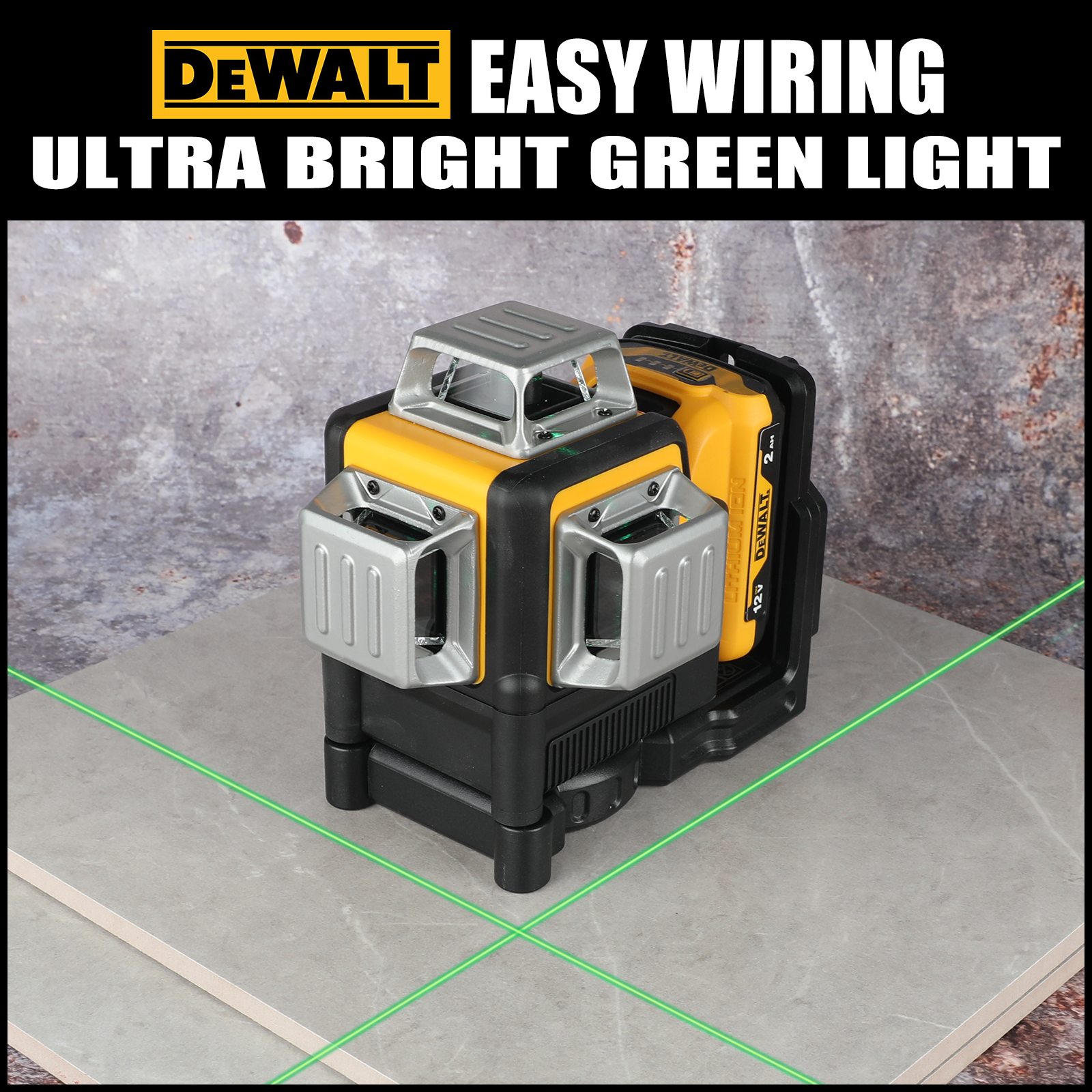 ระดับเลเซอร์สีเขียว Dewalt DW089LG 12V ปี 2026, 12 เส้น 3 ด้าน 360 องศา °   แนวตั้งและแนวนอนสำหรับโครงการในร่มและกลางแจ้ง ลิเธียม