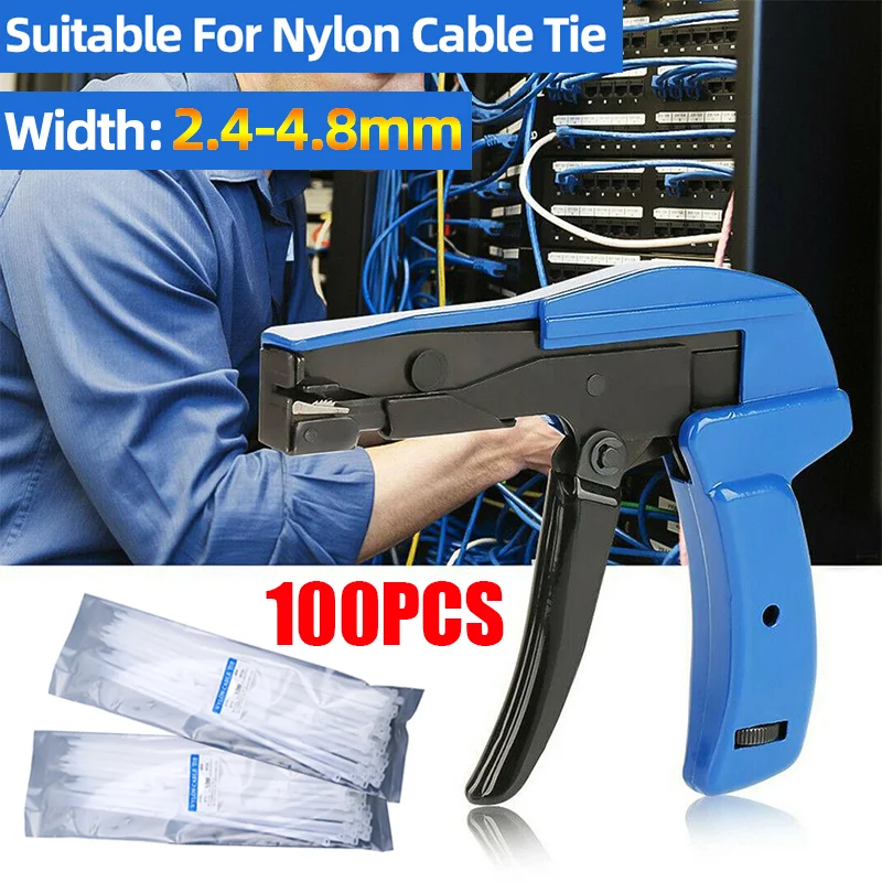 Alicates de nailon para bridas, herramienta de corte de sujeción de HS-600A para bridas, ancho de 2,4-4,8mm, pistola de corte de tensión automática