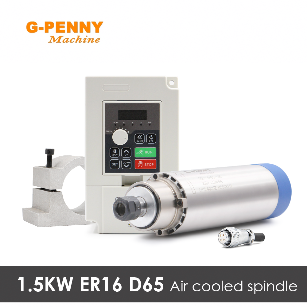 G-penny 1,5kw ER16 D = 65Mm Motor Spindel Berpendingin Udara 110V/220V Pendingin Udara Pengerjaan Kayu 65X258Mm 4 Buah Bantalan Bola