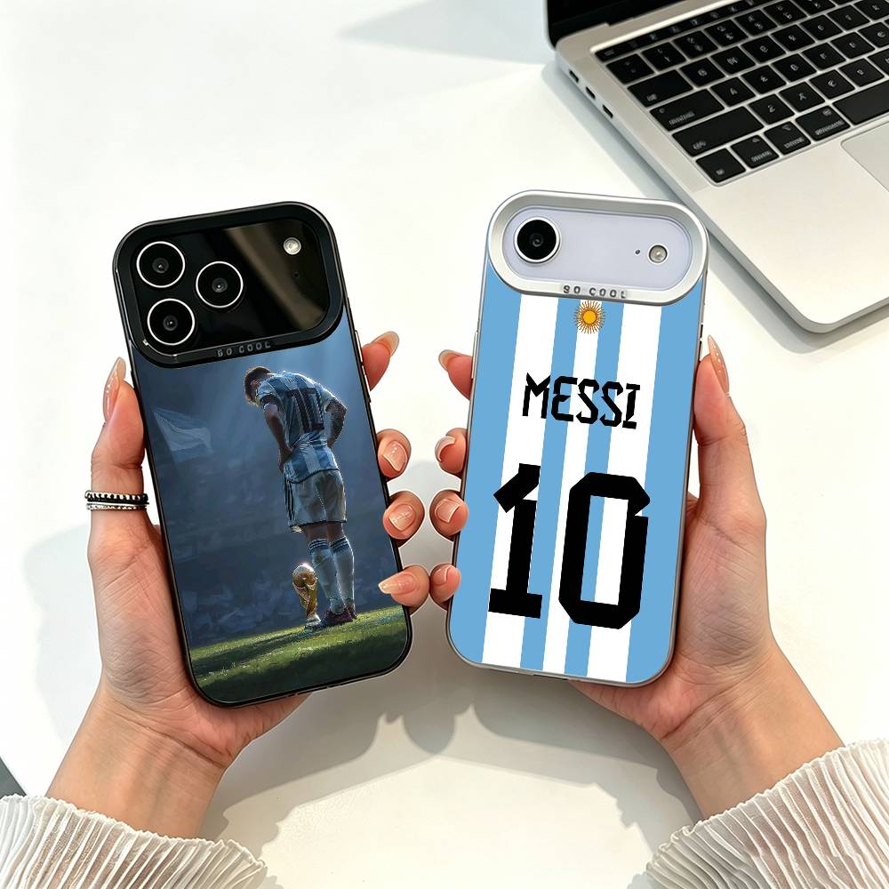 Football Star L-Lionel M-Messi-i Phone Case For iPhone 17,16,15,14,13,12,11 Plus,Pro Max,XS,White Silver phone case