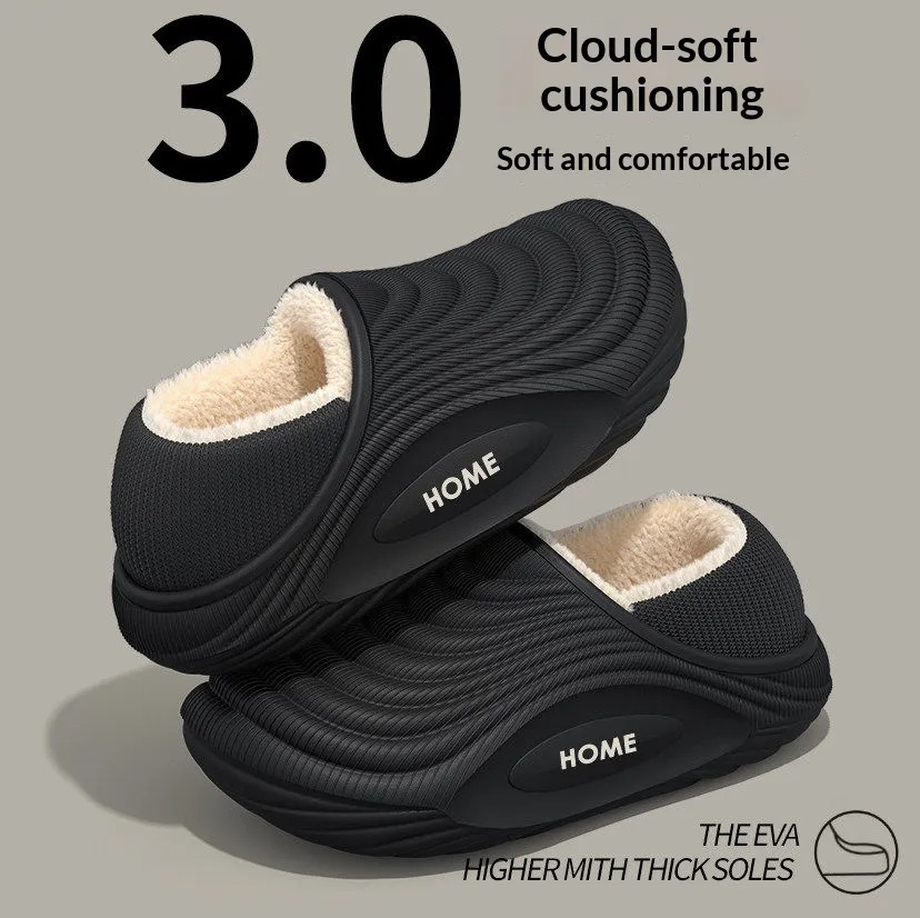 Winter Warm Cotton Slippers for Men Women Unisex Closed Back Plush House Shoes Anti-Slip Soft Indoor Slides Size all