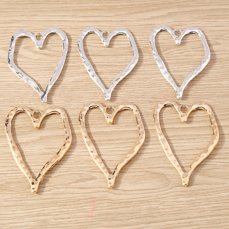 4pcs 52x80mm Cute Alloy Big Hollow Love Heart Charms Pendants for Women Fashion Drop Earrings Necklaces DIY Crafts Accessories