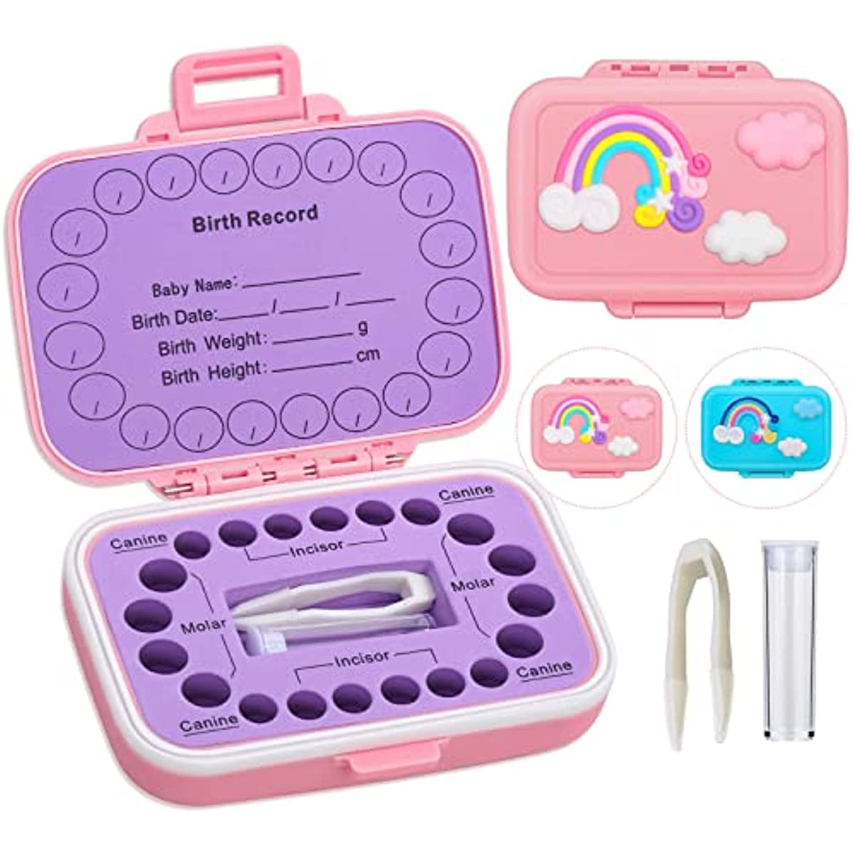 Caixa de lembrança de dentes de bebê, suportes de dentes coloridos, organizador de recipiente para dentes perdidos, protetor de armazenamento de dentes lanugo para meninos e meninas