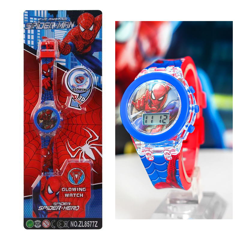 Flash luz congelada mickey crianças relógios para meninas dos desenhos animados do homem aranha crianças relógio meninos escola estudante digitel relógio presentes