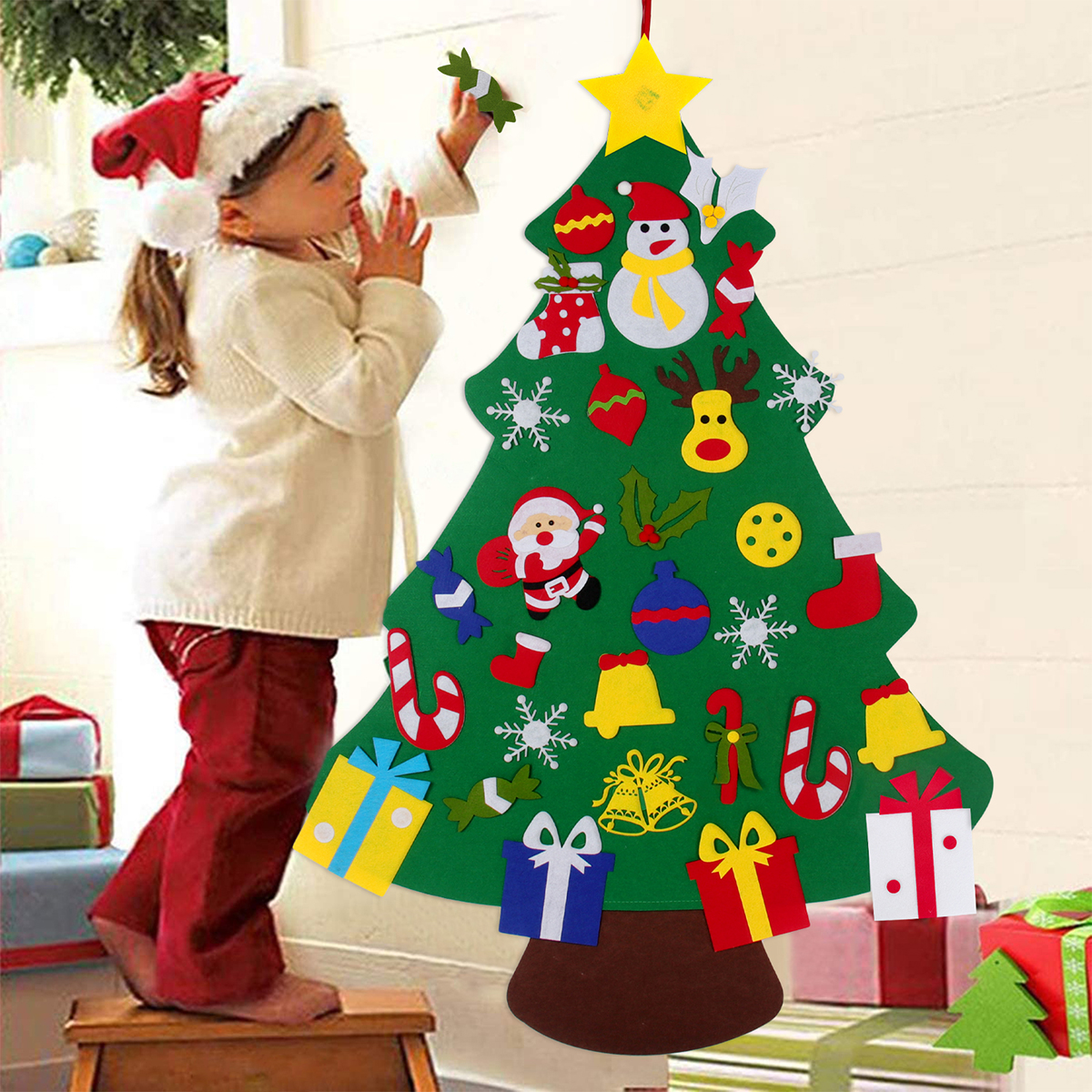 Diy sentiu árvore de natal feliz natal decorações para casa 2023 cristmas ornamento natal navidad presentes papai noel árvore de ano novo