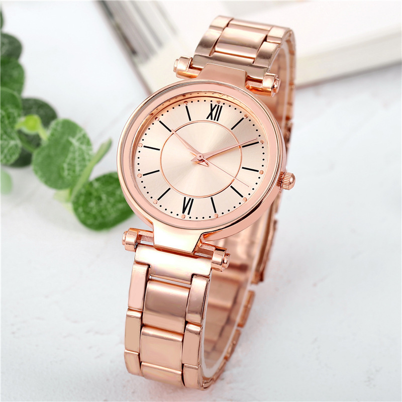Luxury Rose Gold นาฬิกาสแตนเลสหญิงคลาสสิกรอบ Dial นาฬิกาควอตซ์ผู้หญิงธุรกิจนาฬิกาข้อมือนาฬิกาข้อมือเครื่องประดับ Reloj