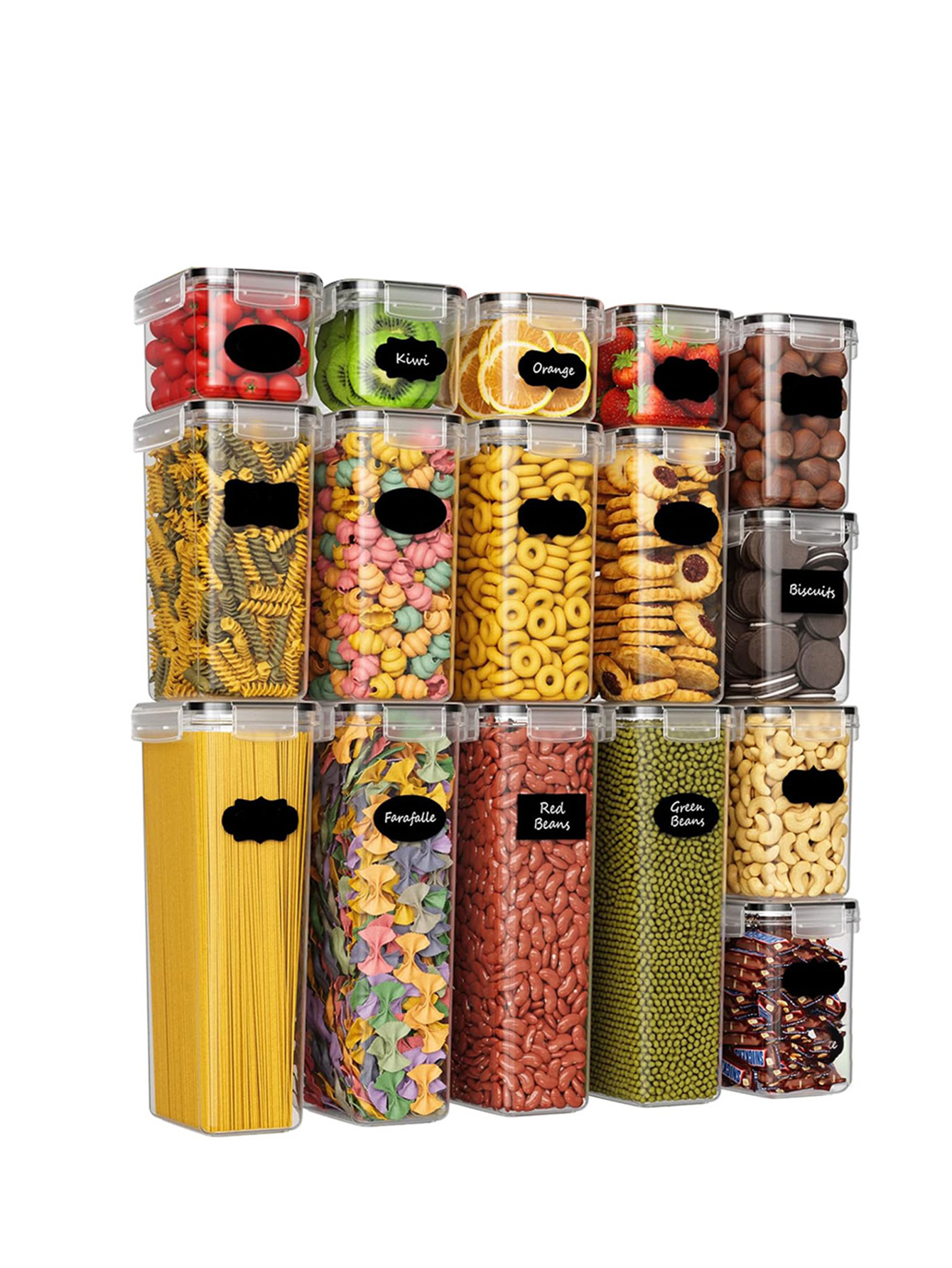 14 pièces, gadgets de cuisine, boîtes à pâtes scellées avec couvercles, étiquettes et marquages - Contenants polyvalents pour pâtes, aliments secs