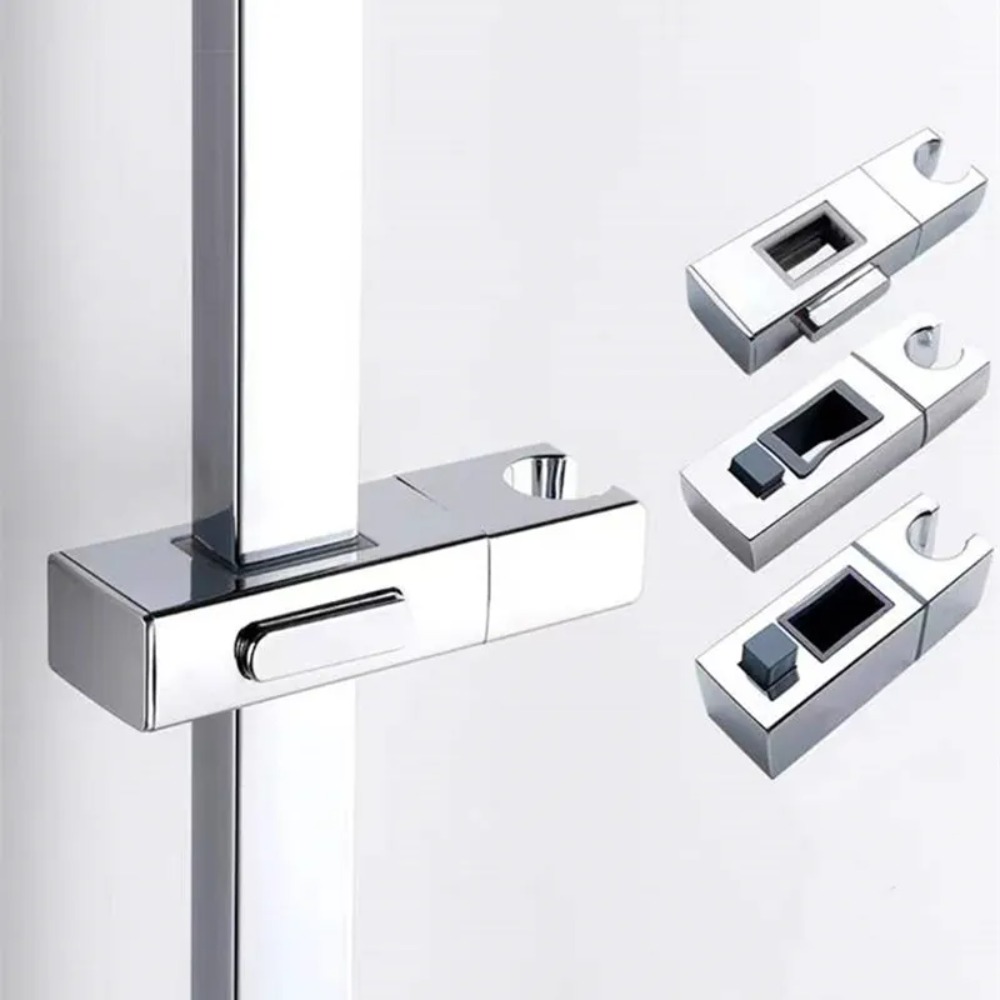 Universal Square Pipe Bathroom Shower Head Holder Adjustable Rotatable Shower Slide Bar Replacement Rack Riser Rail Bracket