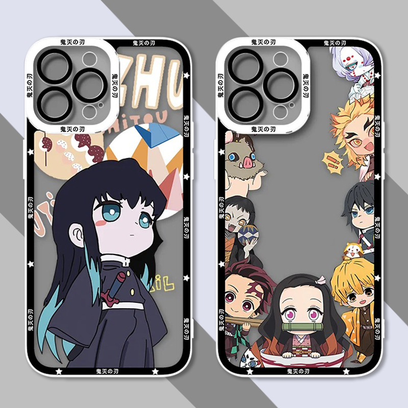 Bella custodia Demon Slayer per iPhone 15 14 Pro Max 13 12 Mini 11 Pro XR XS X 8 7 6 6S Plus SE 2020 Cover posteriore in silicone morbido Funda