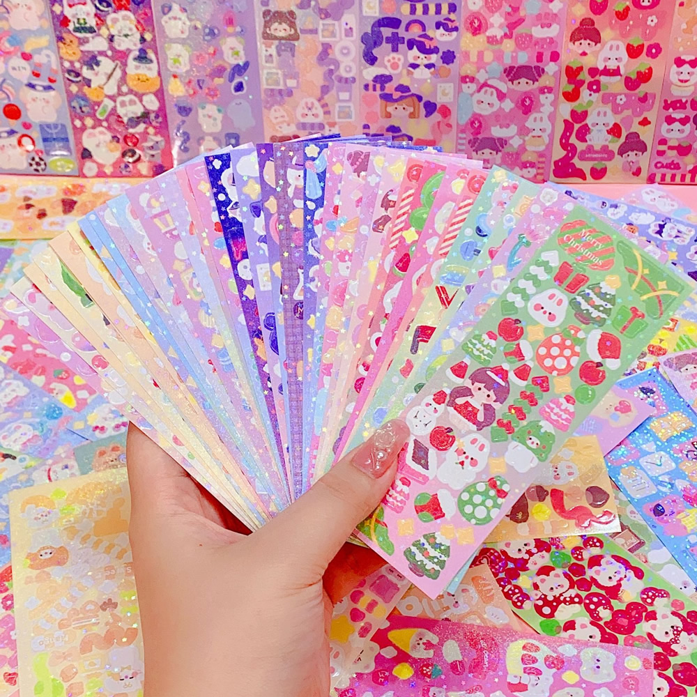 20-200 Stück Niedliche Ästhetische Tagebuch-Dekoration Kunstbedarf Aufkleber für Scrapbooking Set Koreanisches Papier