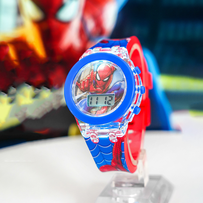 Flash luz colorida Spiderman relojes para niños para niños dibujos animados unicornio niñas reloj niños estudiante reloj Digital regalos juguete