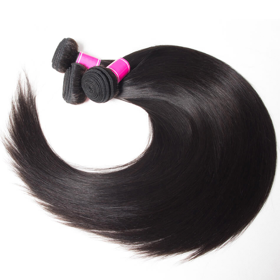 Extensions de cheveux humains Remy lisses, lots de 1/3/4 pièces, noir naturel, tissage brésilien, 14-30 pouces