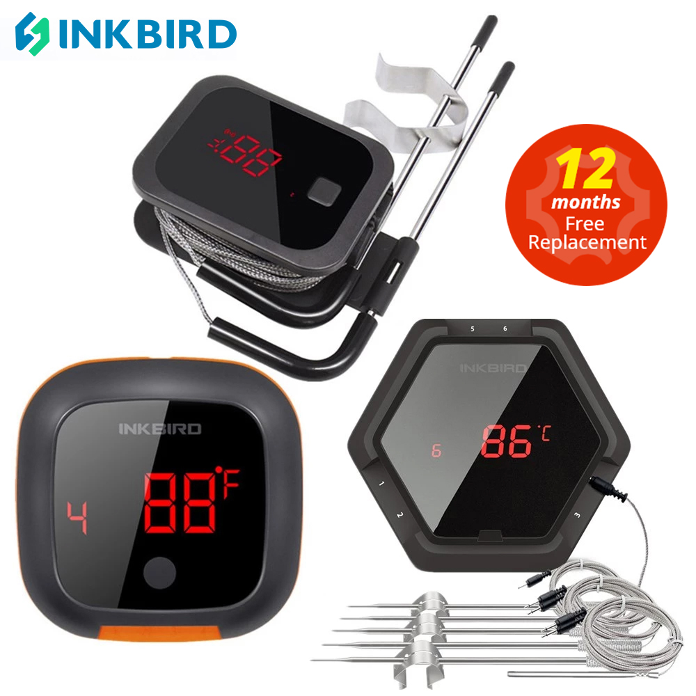 INKBIRD – sondes et minuterie de thermomètre sans fil Bluetooth pour barbecue, 2x4x6x6x3 Types d'aliments, pour la cuisson au four et au gril à viande, contrôle avec application gratuite