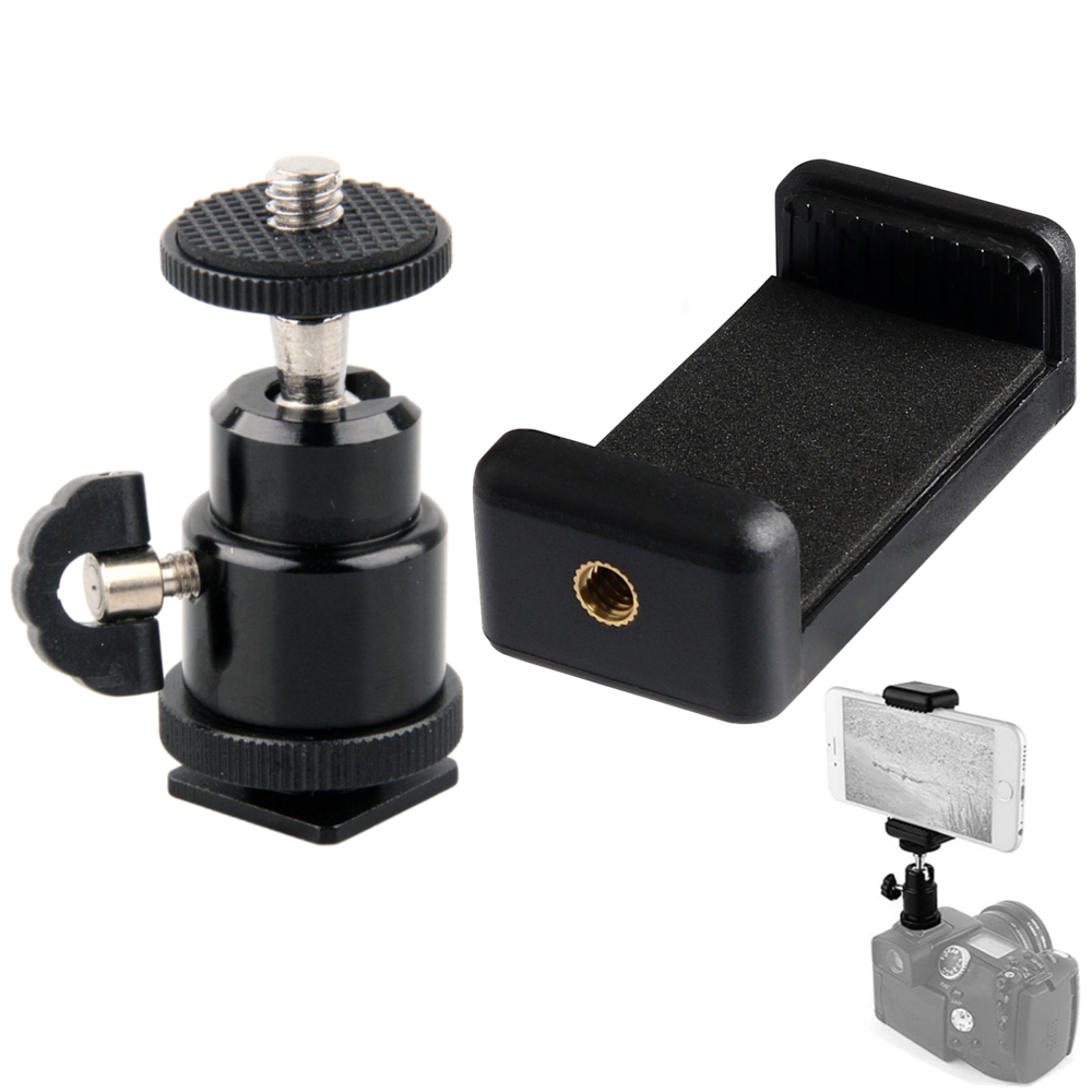 Sapata clipe de telefone universal moblie suporte do telefone com montagem 1/4 parafuso tripé monopé suporte para câmera slr