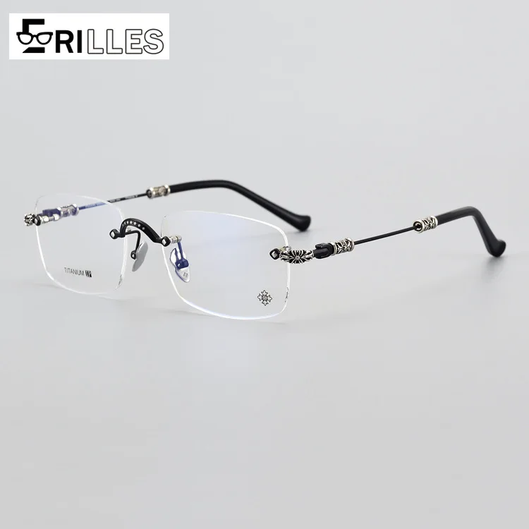 Pure Titanium Rimless Eyewear Unisex, Business Retro Optical Glasses, Fashion Forward Frame, Ultralight Comfort Design