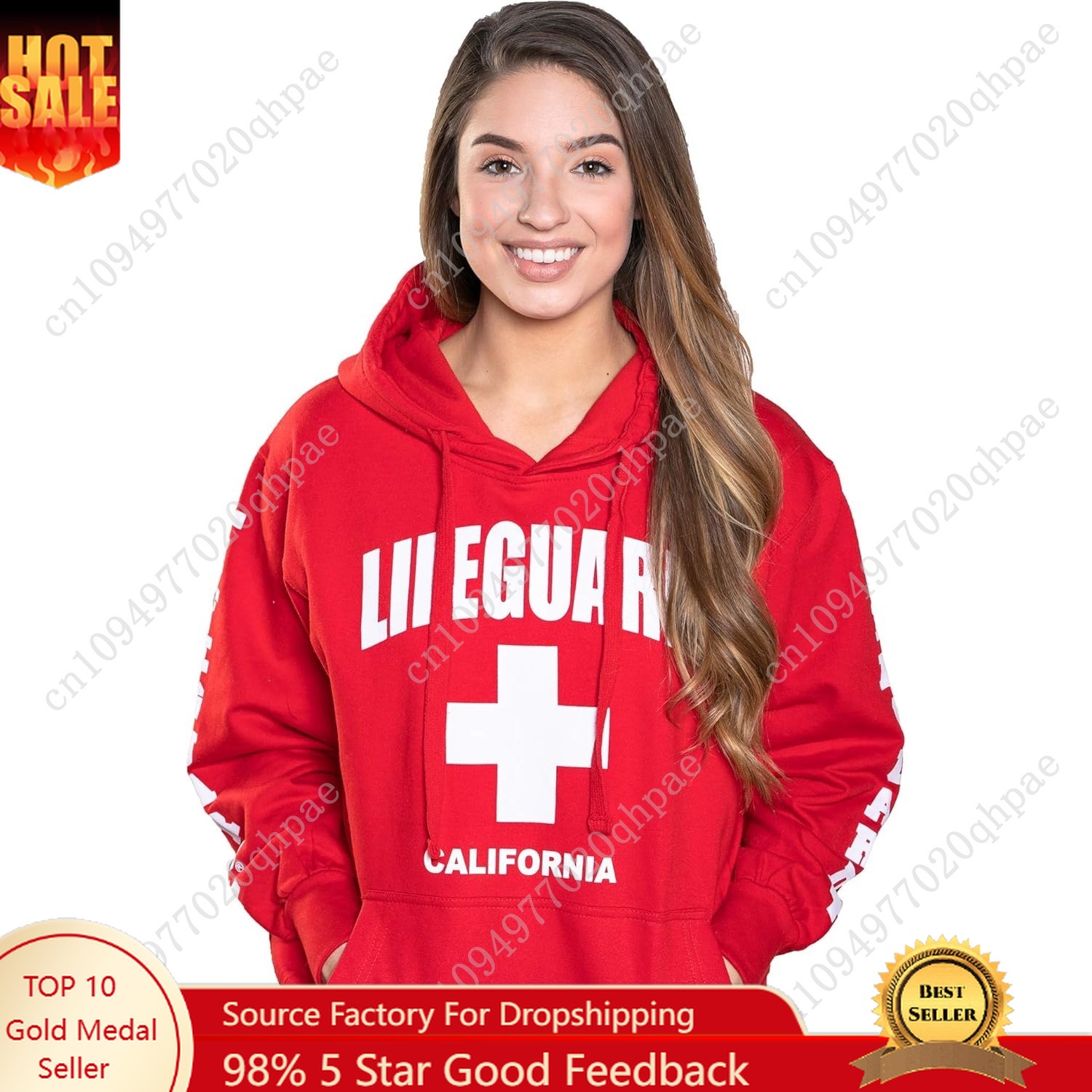 LIFEGUARD 公式ライセンス レディース カリフォルニア パーカー スウェットシャツ アパレル 女性、ティーン、女の子向け