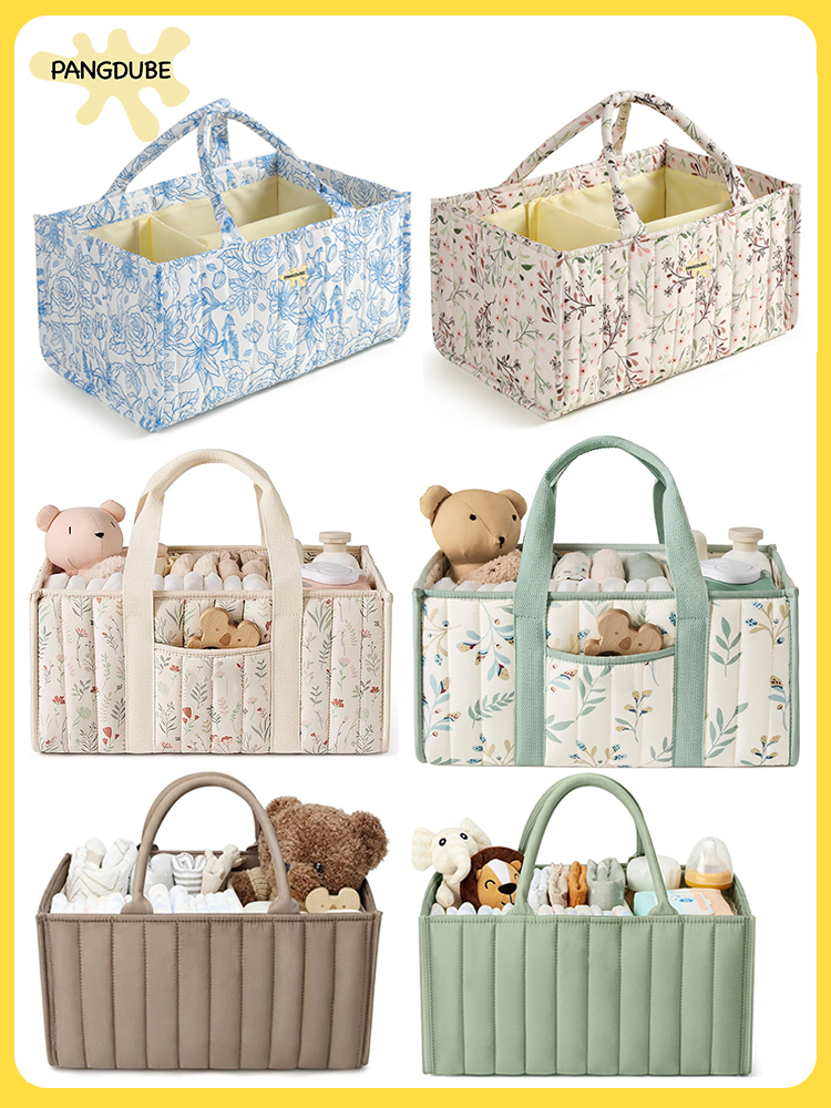 PANGDUBE Diaper Stacker Organizer Baby Diaper Bag Storage Caddy for Newborn Items Nappy Holder Gift for Baby Shower