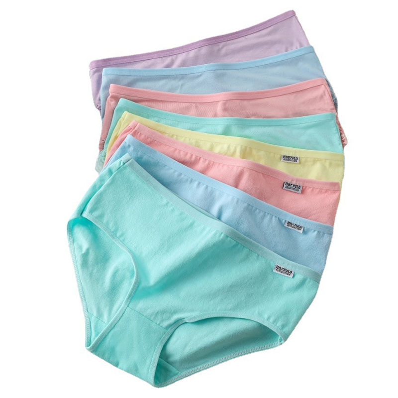 7 pçs/lote roupa interior feminina calcinha de algodão plus size breve meninas cor sólida calcinha sem costura respiração underpant senhoras lingerie sexy