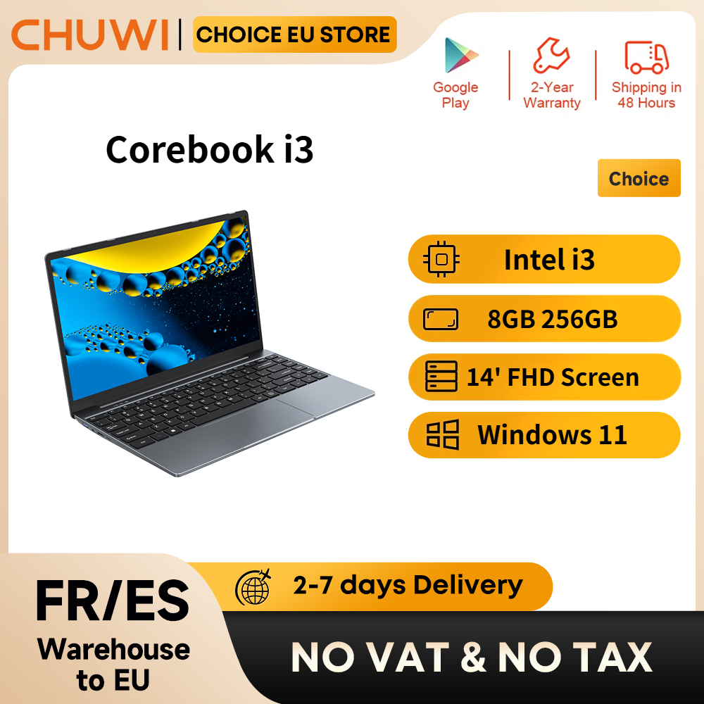 Laptop CHUWI CoreBook i3, 8 GB RAM, 256 GB SSD, ekran 14 cali, grafika UHD, procesor Intel i3 615, Windows 11, notebook PC